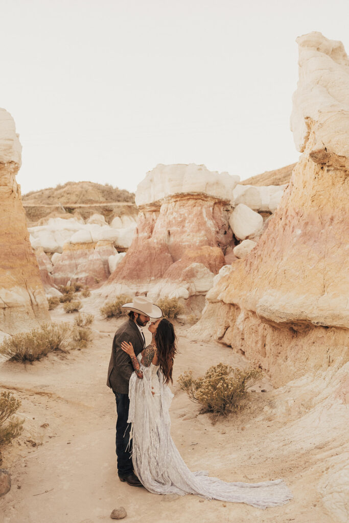 couple during their beautiful boho elopement session 