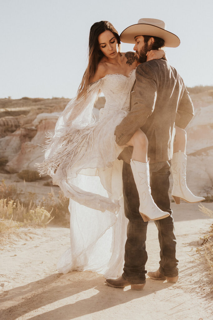 Andrew & Chelsey's Beautiful Boho Elopement in Paint Mines, Colorado