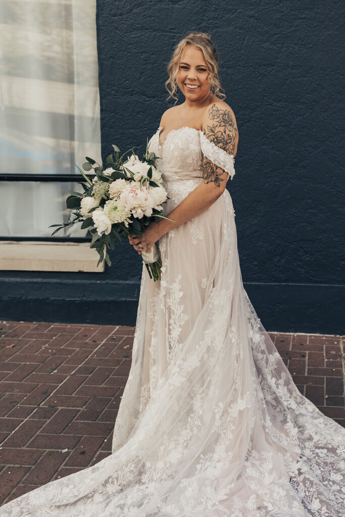 bride posing for wedding portraits