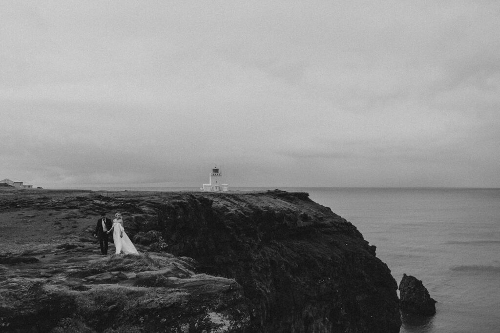 couple posing for their elopement photos in iceland