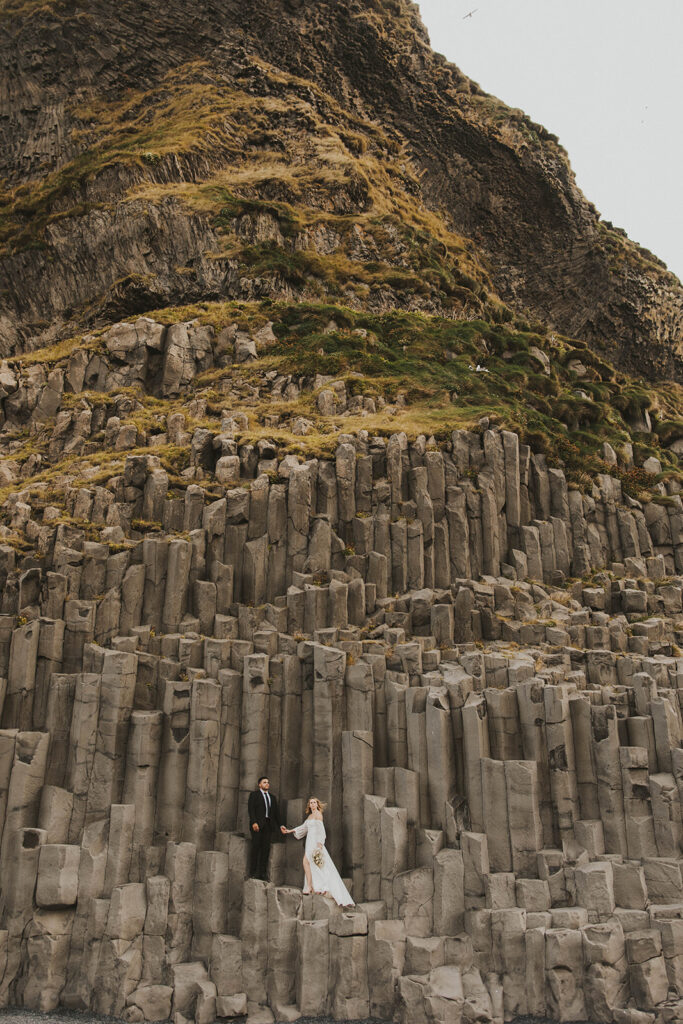 couple posing for their elopement photos in iceland
