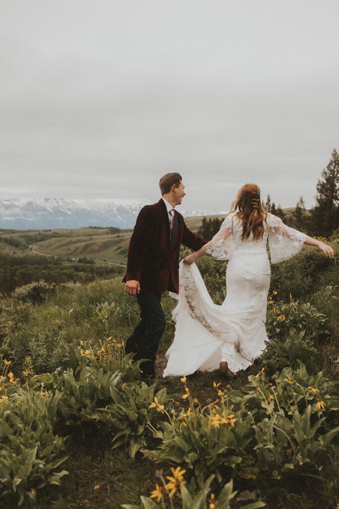 couple having a morning elopement in grand teton national park