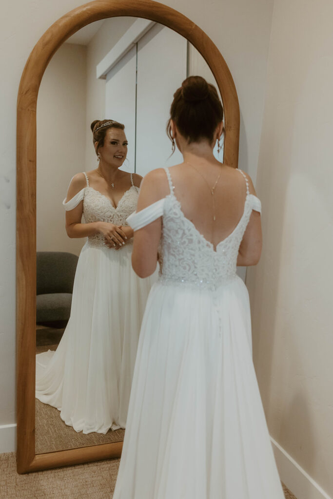 bride getting ready during Luxury Adventure Wedding Photography in Utah