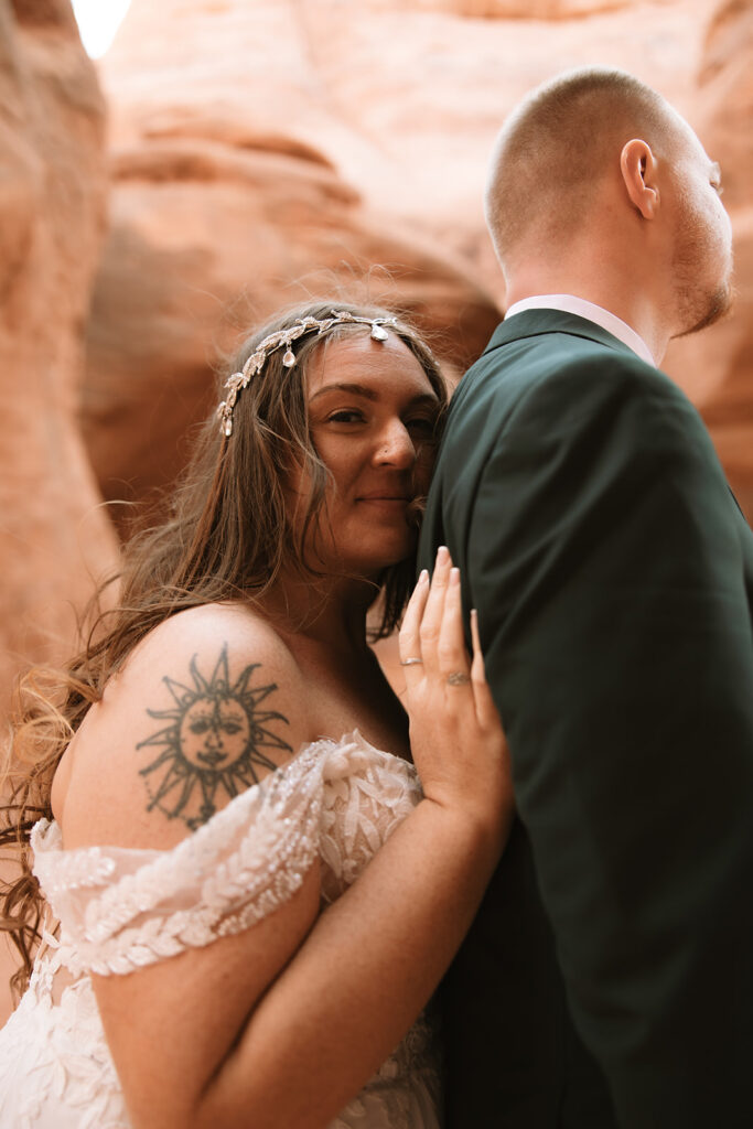 cute portrait of the bride and groom