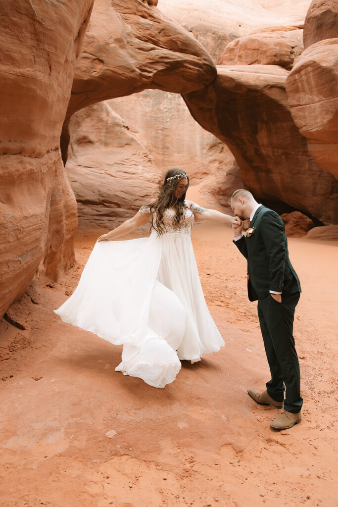 bride and groom before their elopement ceremony