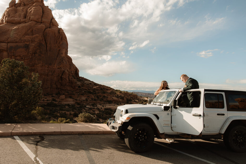 bride and groom at their romantic and adventurous elopement