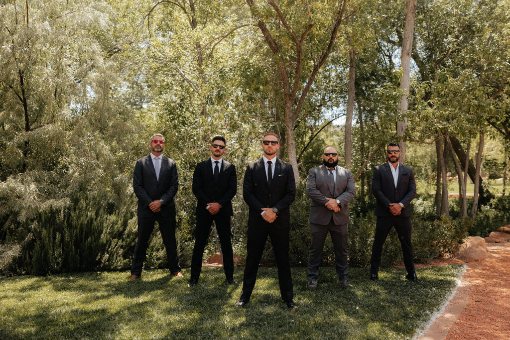 groom and his friends before the wedding ceremony