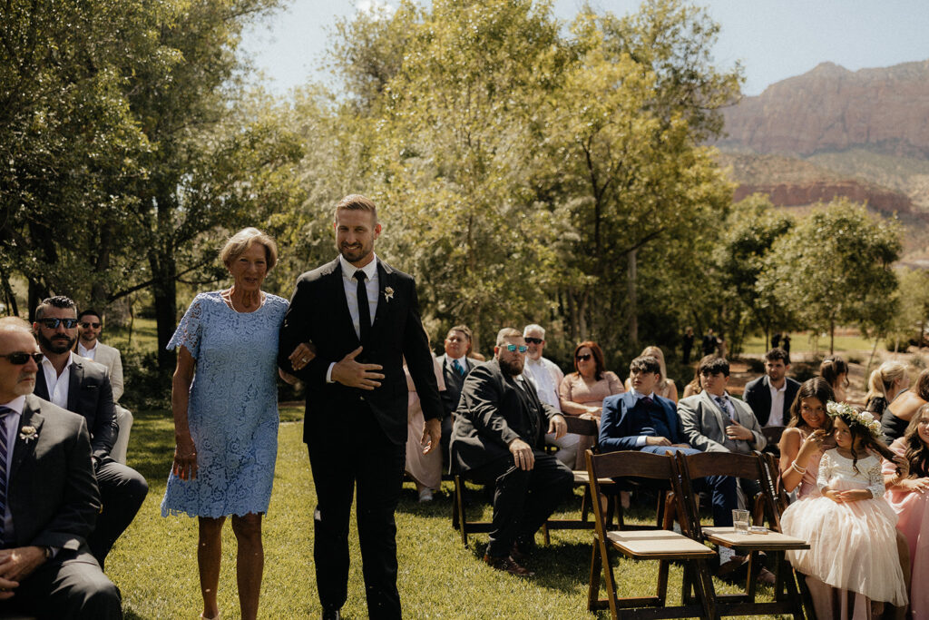 groom walking down the aisle