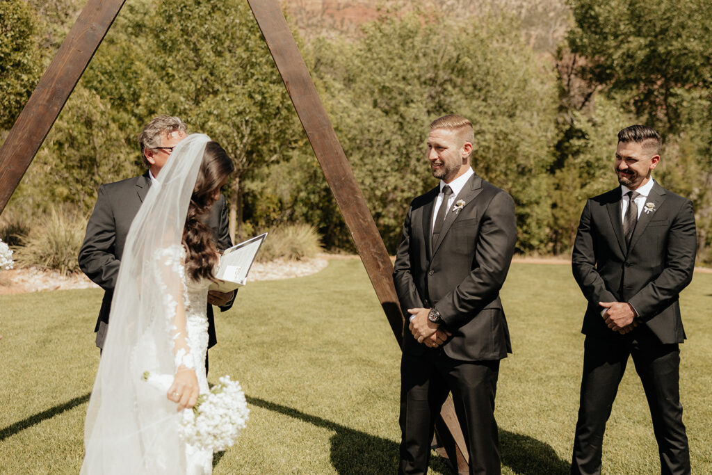 bride and groom at their wedding ceremony 