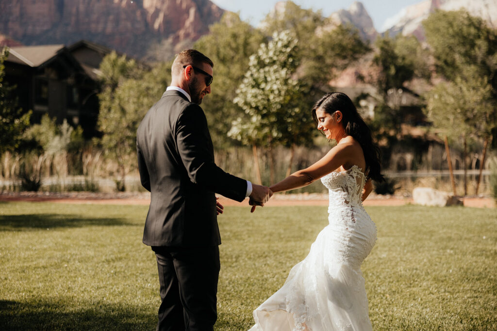 bride and groom dancing at their wedding ceremony