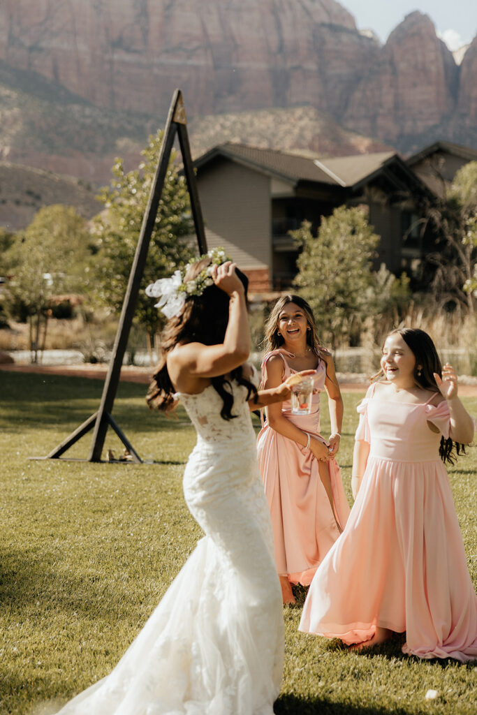 bride at her wedding reception