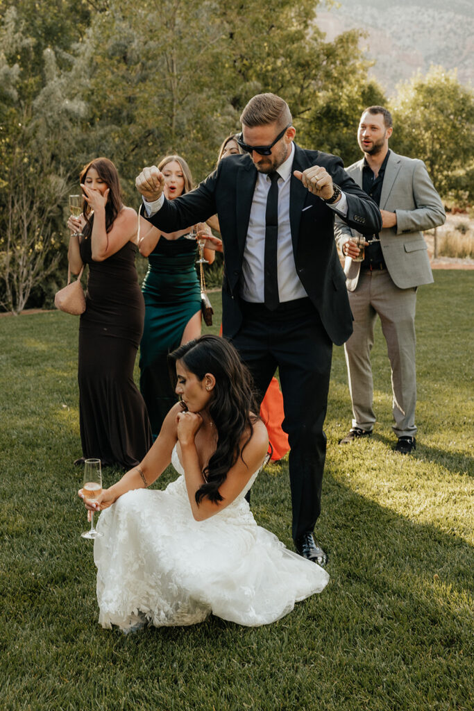 bride and groom dancing at their wedding party