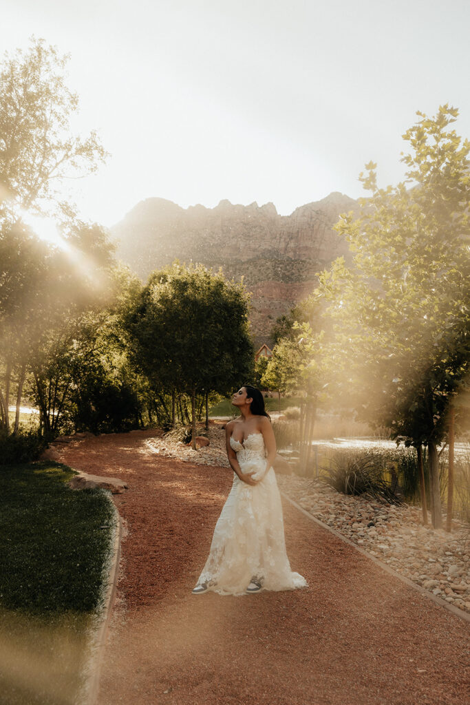 golden hour portrait if the bride 