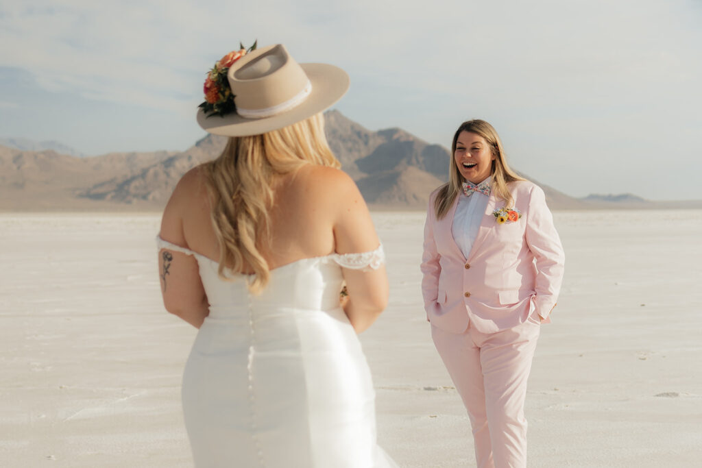 Playful Elopement at Bonneville Salt Flats