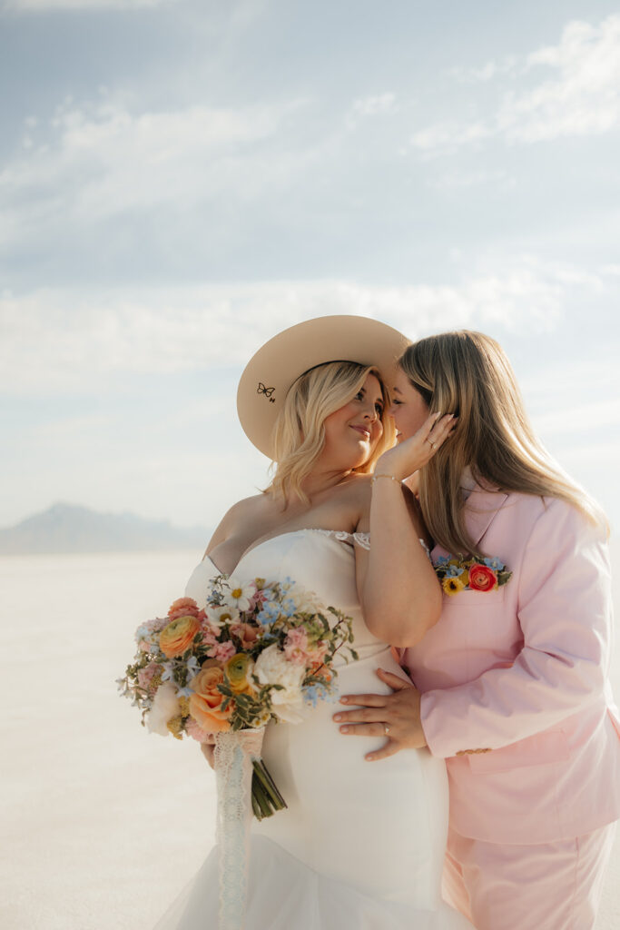 happy couple at their playful elopement 