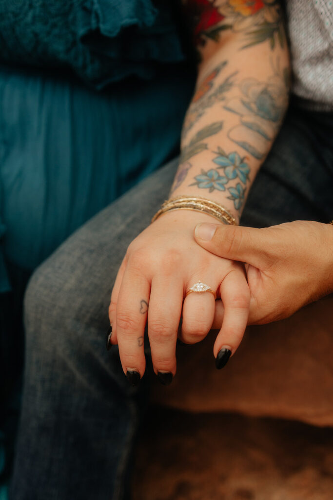 closeup shot of the engagement ring