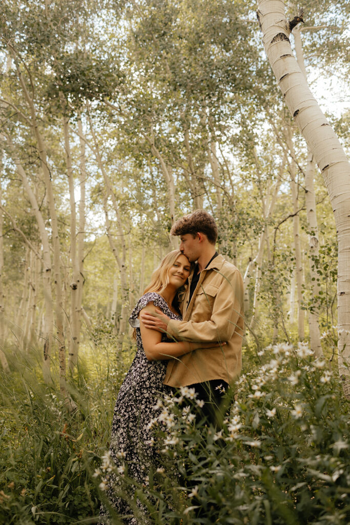 cute couple hugging during their photoshoot