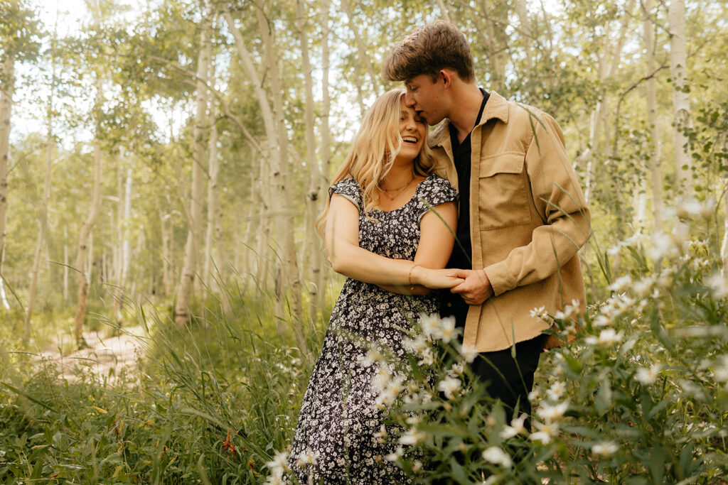 cute couple dancing during their photoshoot