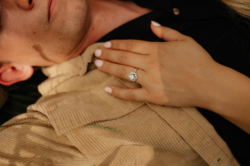 closeup of the engagement ring 