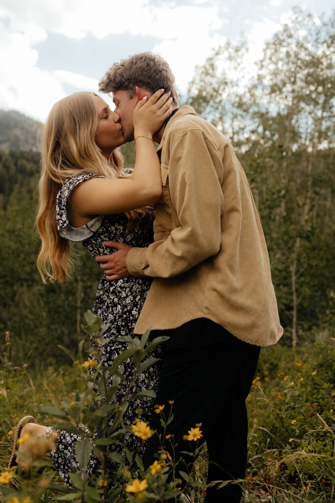 couple kissing during their photoshoot