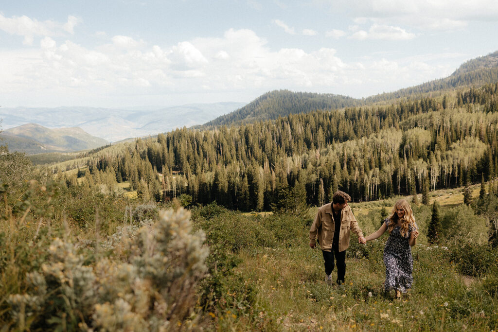 couple walking around their ceremony location