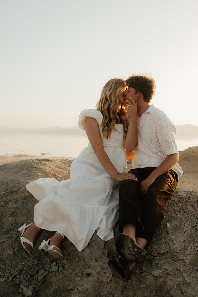 couple kissing during their photoshoot