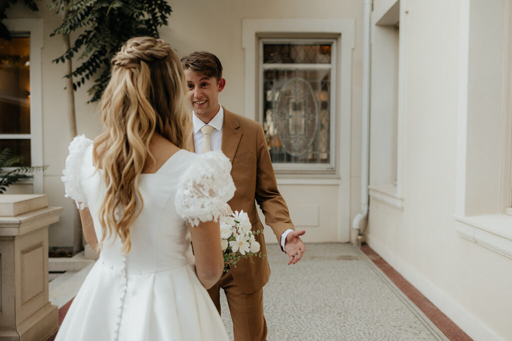 groom emotional at his first look with the bride