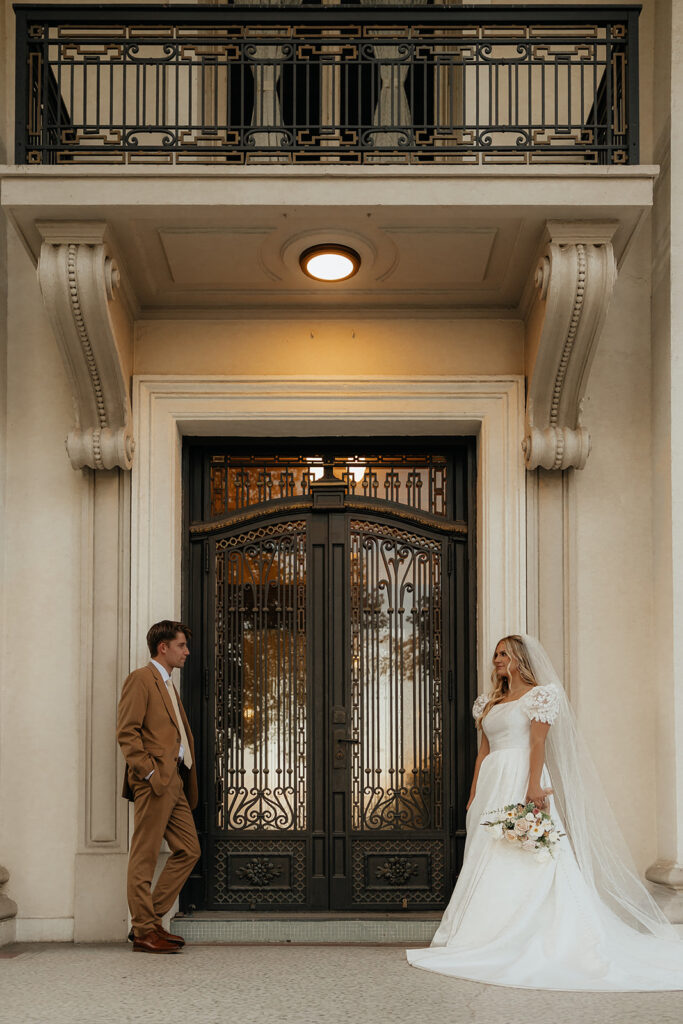 bride and groom at their luxurious bridal session