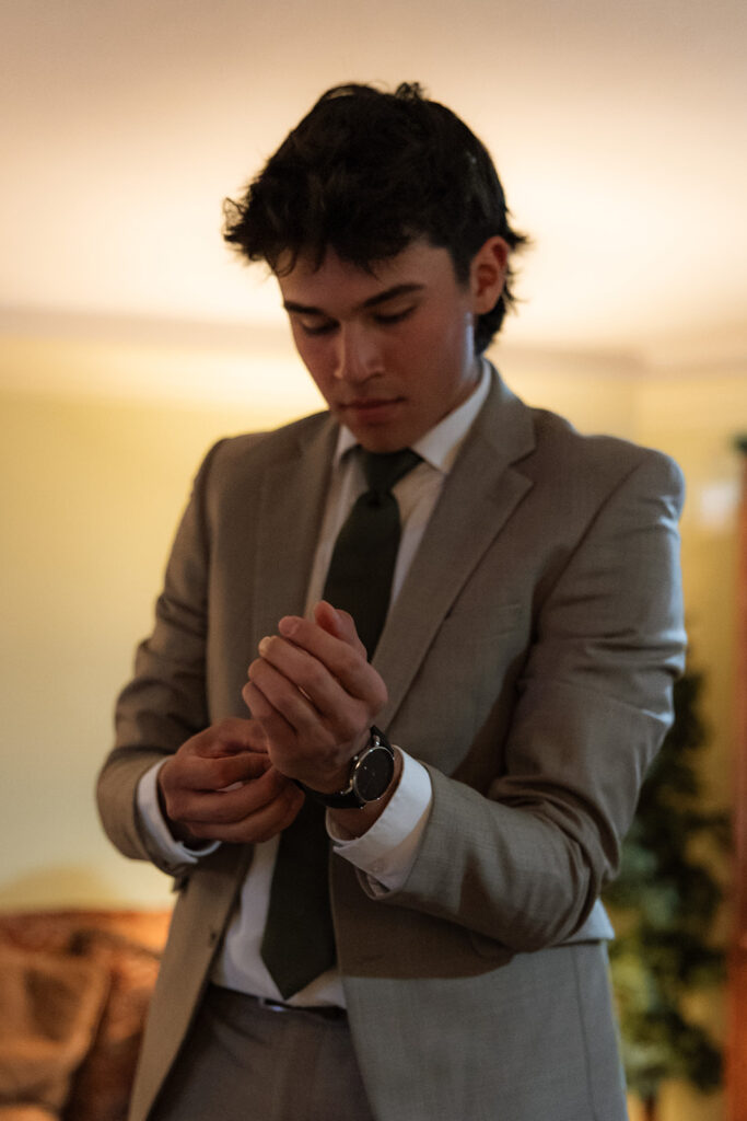 groom before heading to his first look with the bride