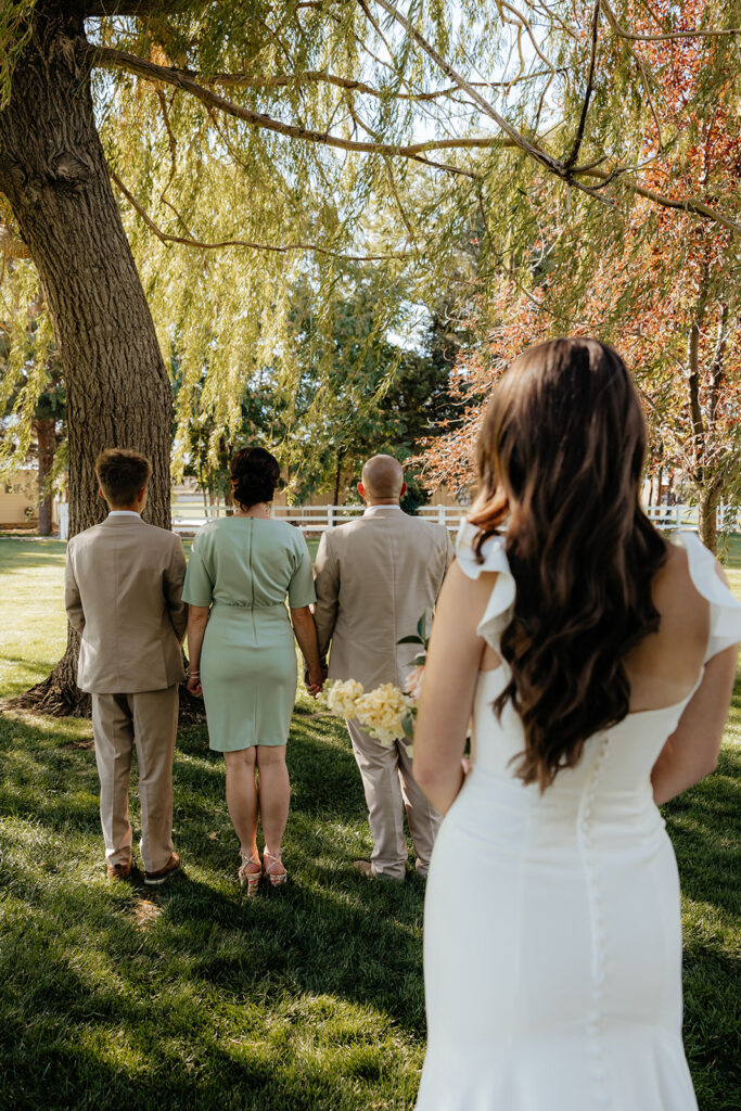 first look of the bride and her family
