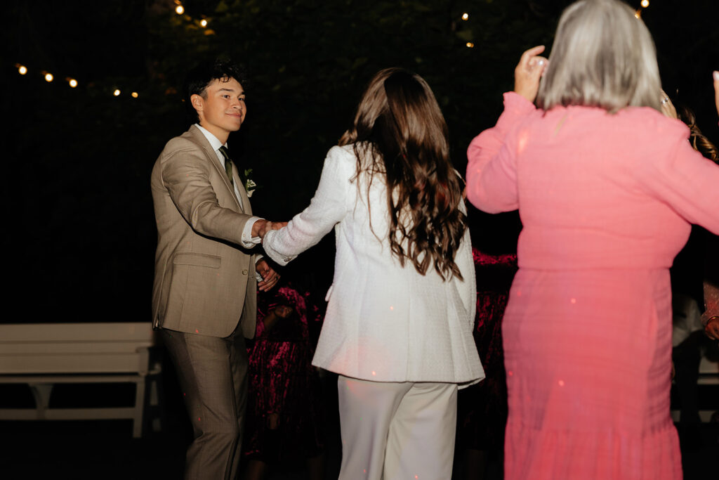 couple dancing at their reception party