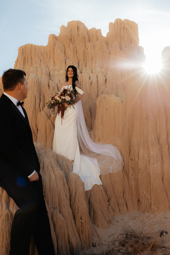 golden hour bridal portraits