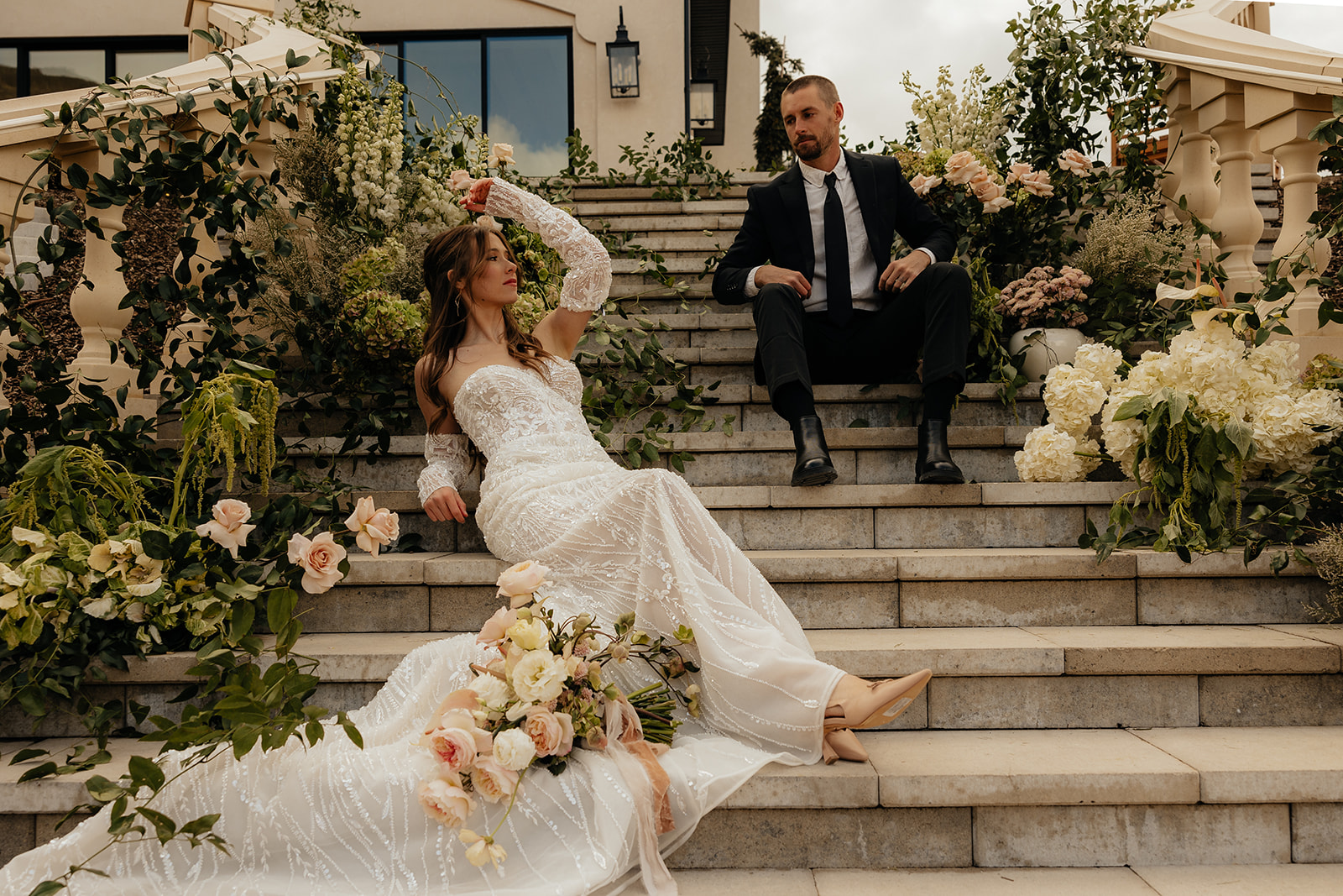 couple at their golden hour bridal photos