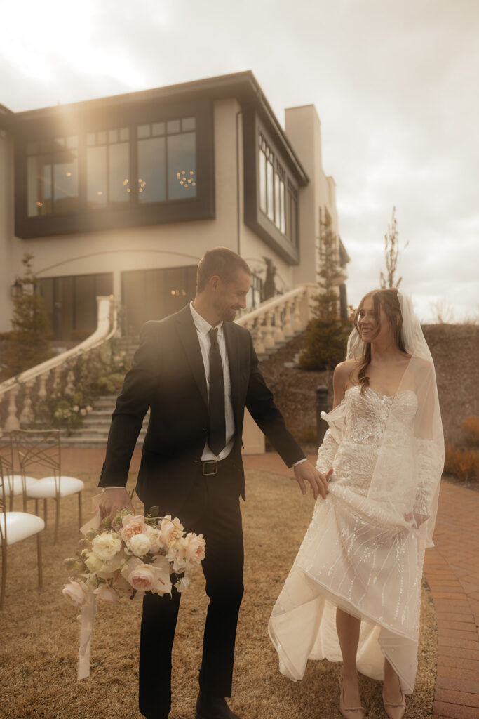 couple at their golden hour bridal session