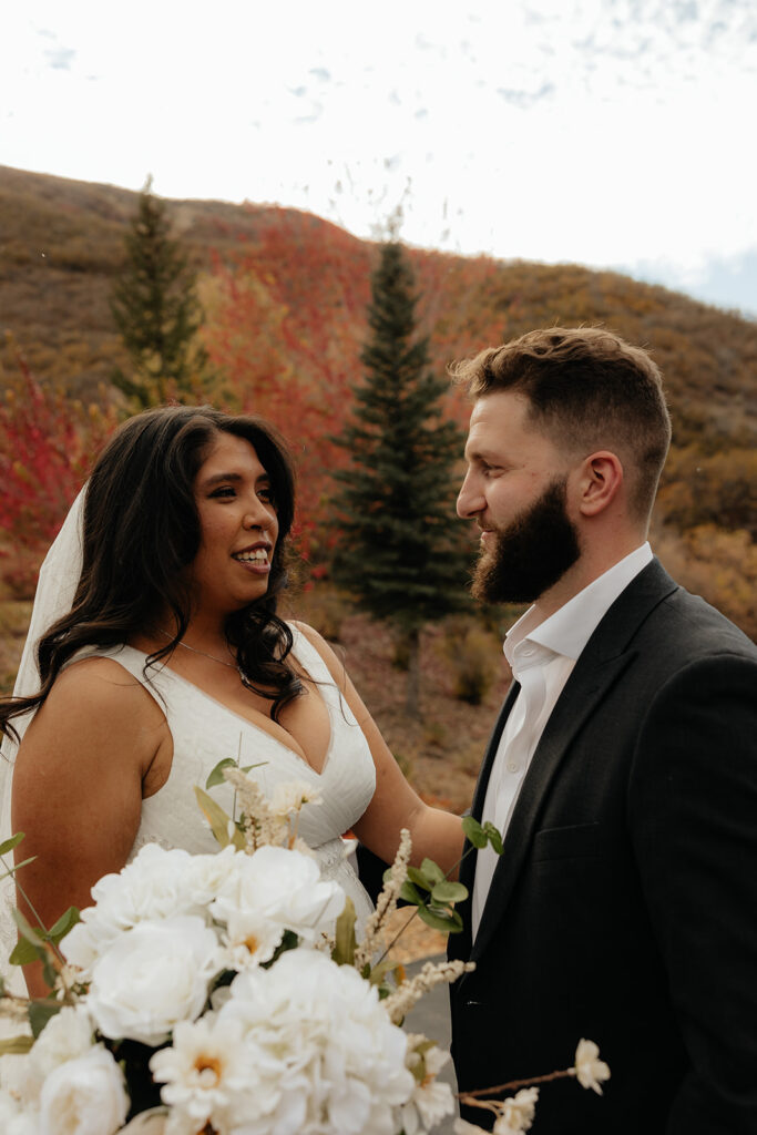 cute couple smiling at each other