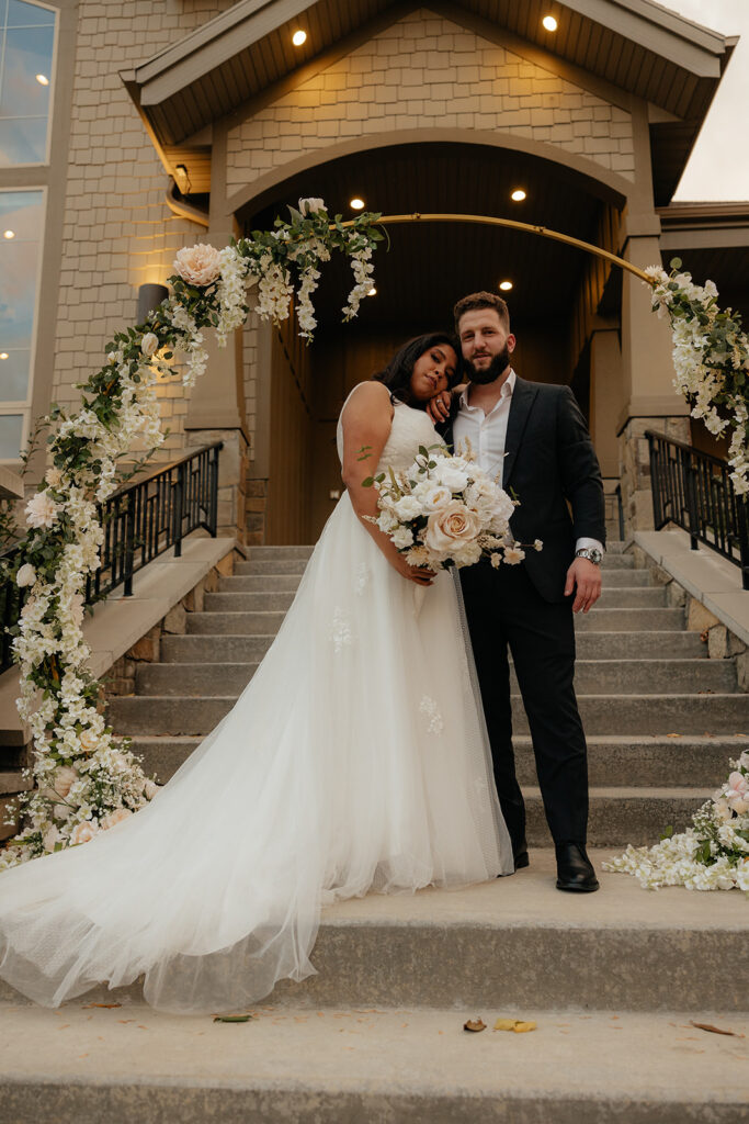 cute couple at their fall elopement