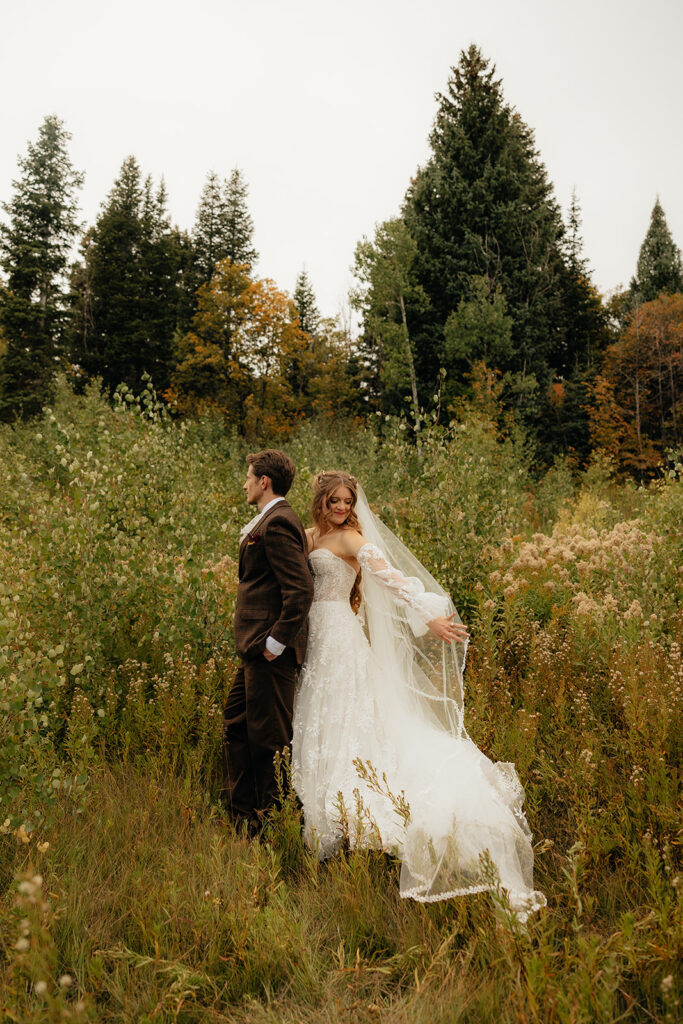 picture of the newlyweds hugging
