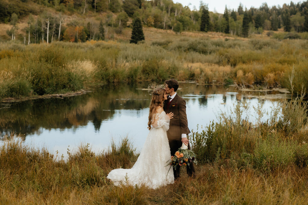 portrait of the newlyweds at their dream mountain elopement