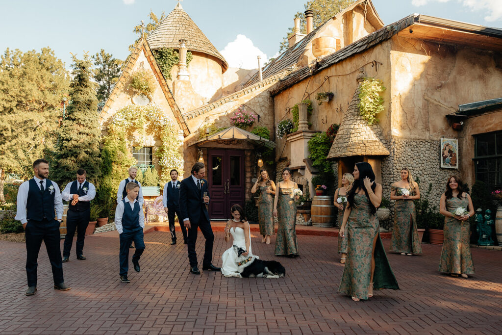 cute picture of the bride and groom with their friends