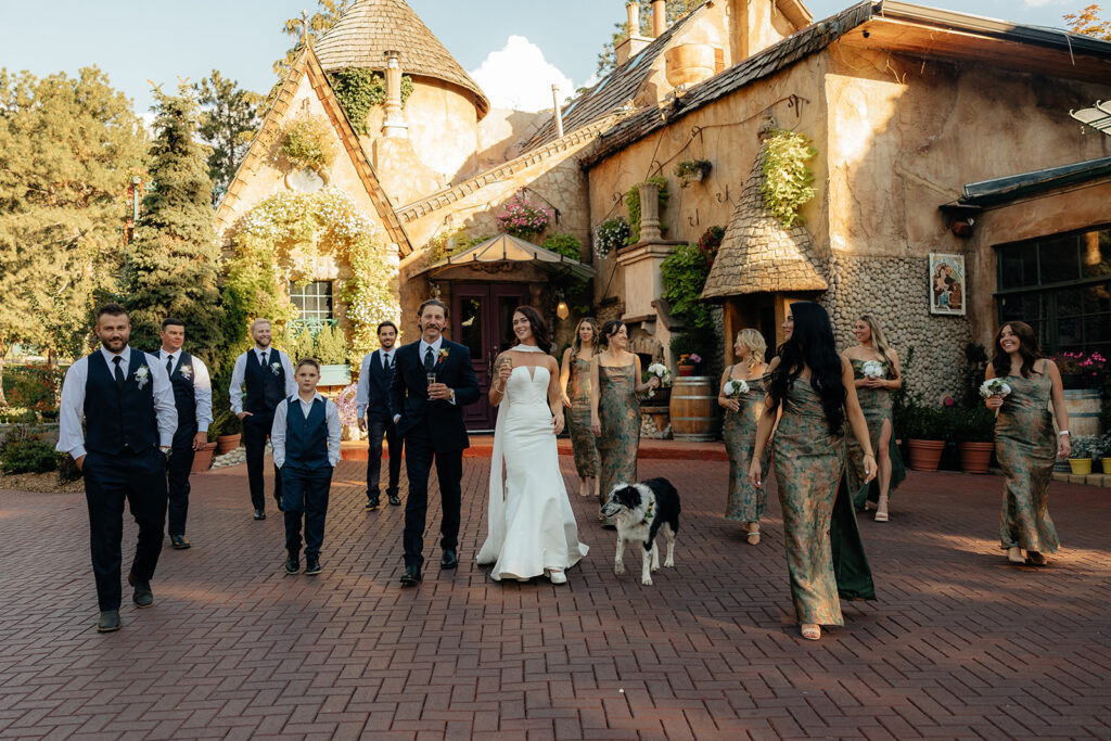 stunning picture of the newlyweds and their bridal parties