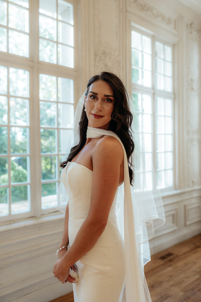 stunning portrait of the bride before heading to the ceremony