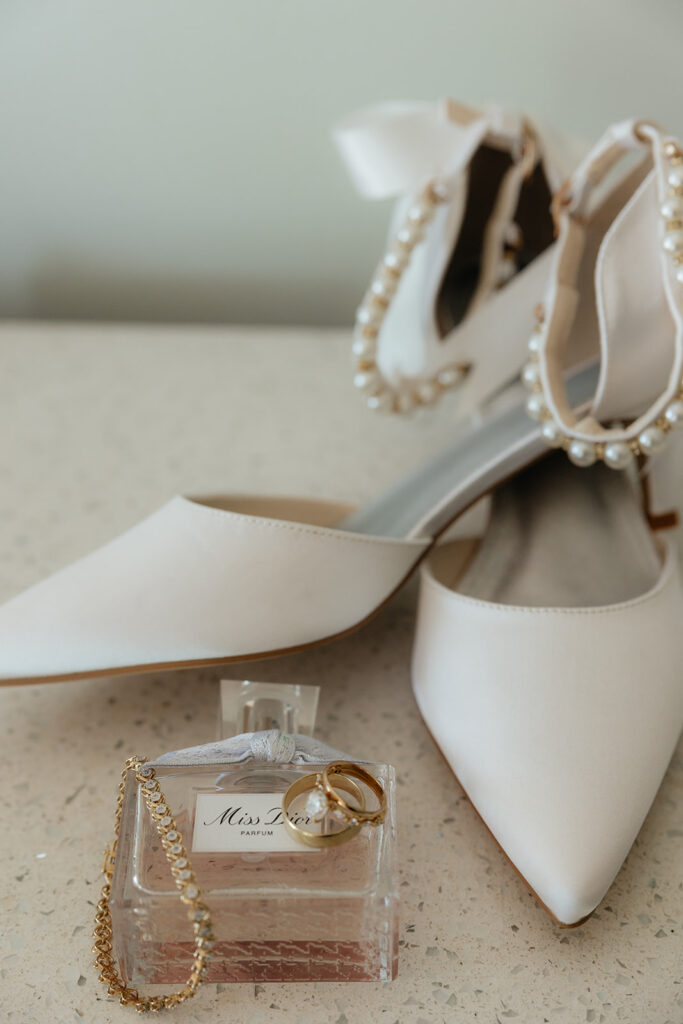 stunning close up shot of the wedding rings