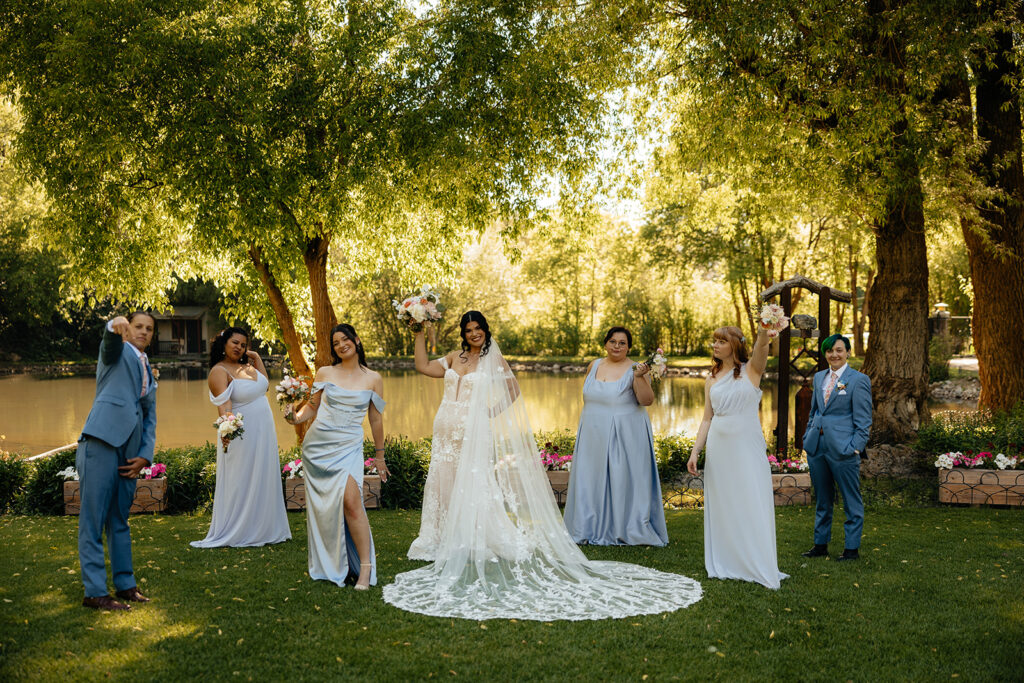 golden hour portraits of the bride and her bridesmaids