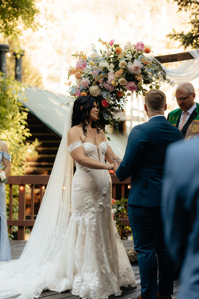 cute portrait of the bride and groom at their intimate wedding ceremony