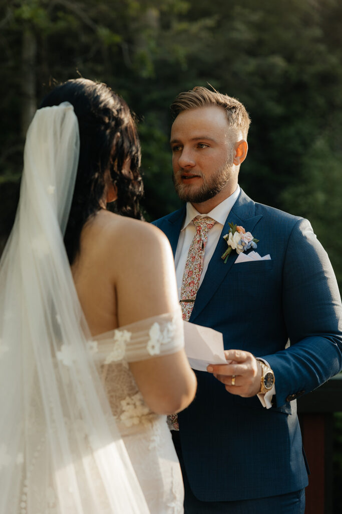 groom emotional during the private vows
