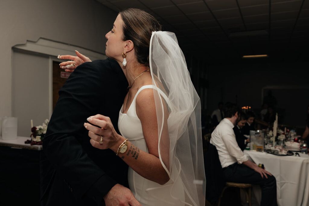 cute picture of the newlyweds hugging