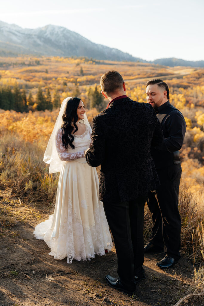 golden hour utah elopement ceremony