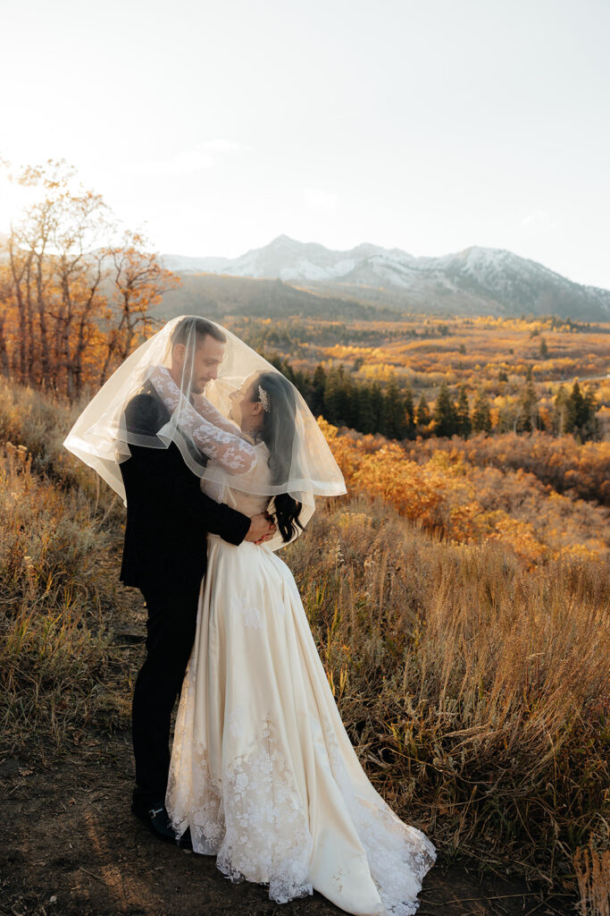 cute picture of the newlyweds hugging