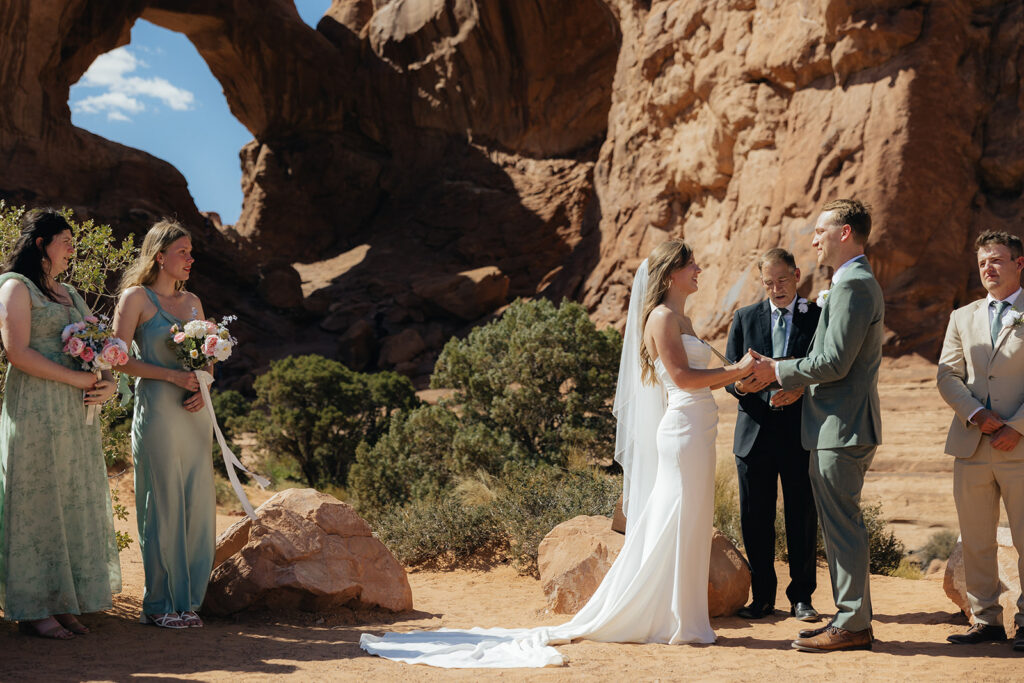 Bride and groom at their intimate wedding ceremony