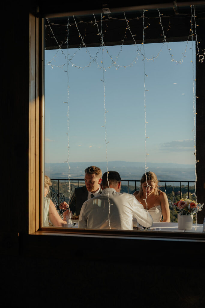 Newly married couple at their wedding reception